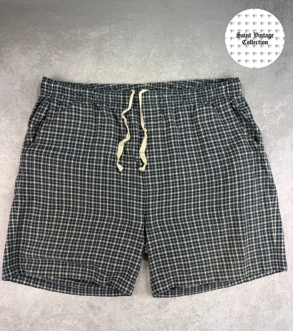 Y2K Vintage HB Sport Harbor Bay Plaid Drawstring Shorts